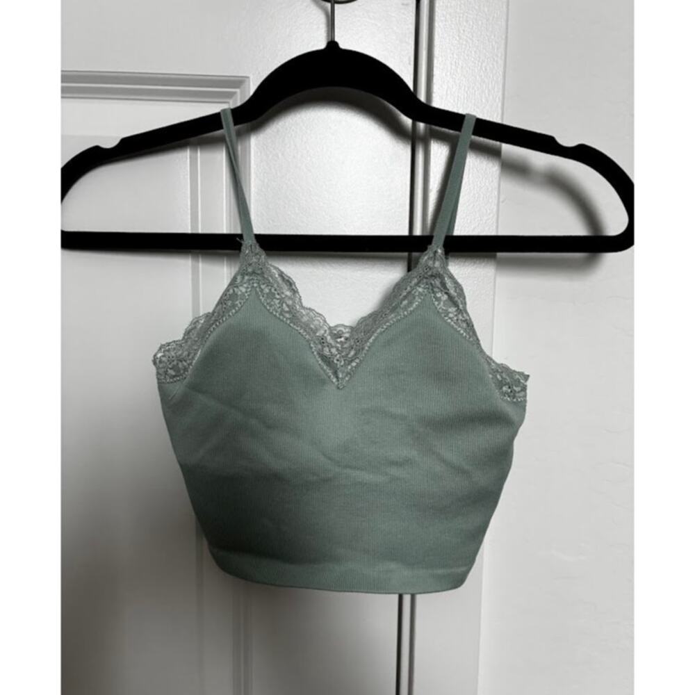 Altar'd State Sage Green Lace-Trim Camisole